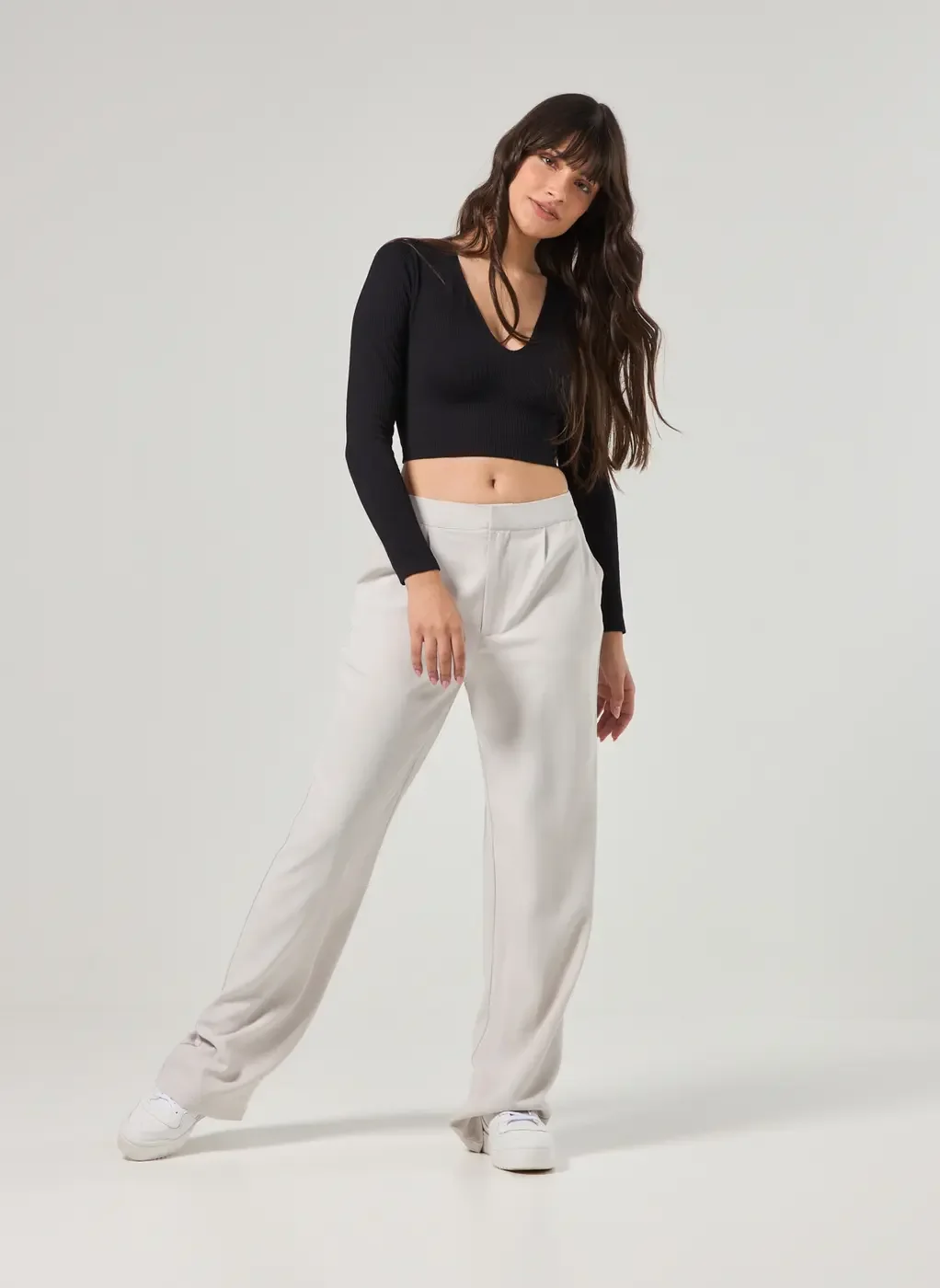 Blusa Manga Longa Seamless Decote V