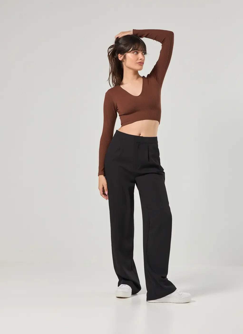 Blusa Manga Longa Seamless Decote V