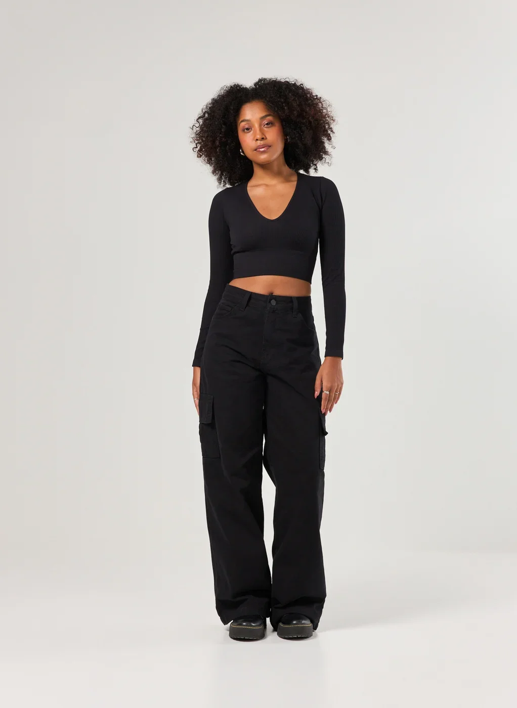 Blusa Manga Longa Seamless Decote V