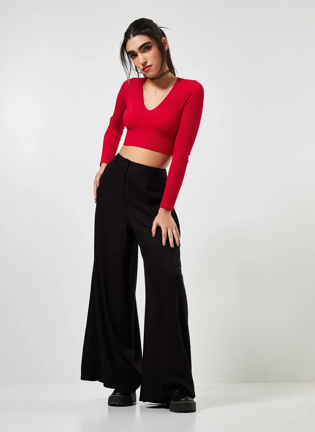 Blusa Manga Longa Seamless Decote V