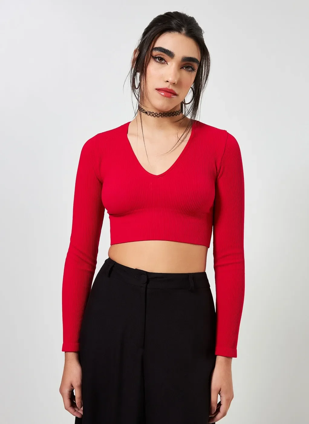 Blusa Manga Longa Seamless Decote V