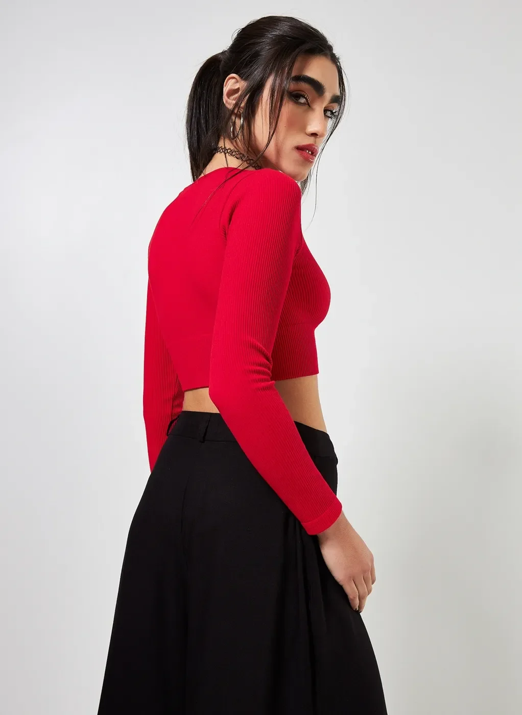 Blusa Manga Longa Seamless Decote V