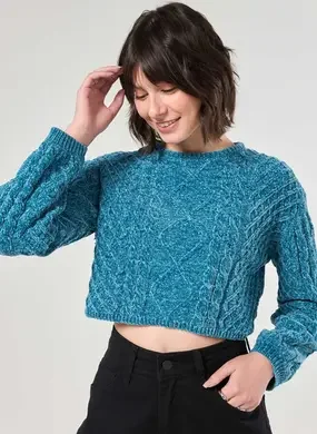 Blusa Cropped Em Tricô Trançado