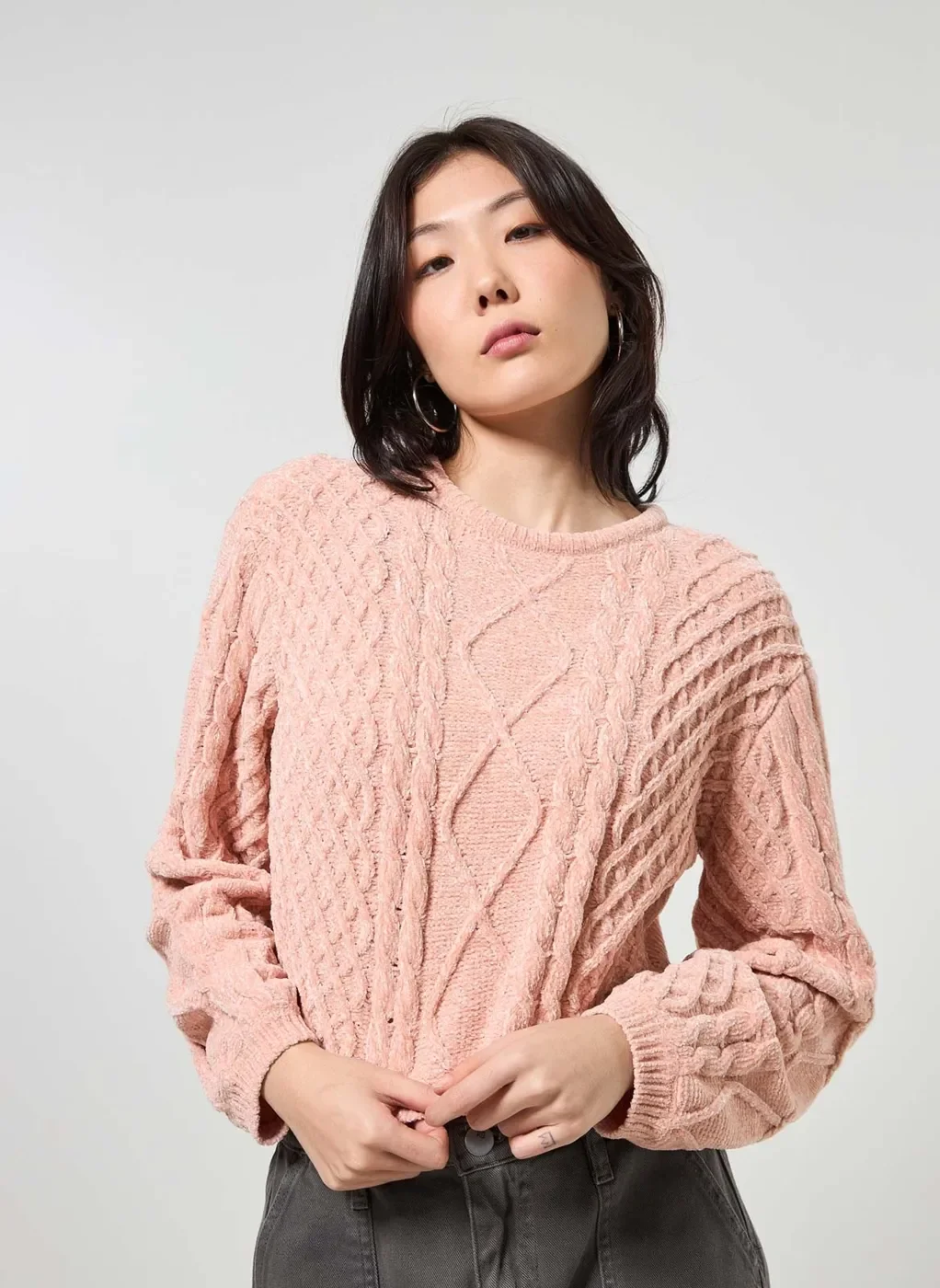 Blusa Cropped Em Tricô Trançado