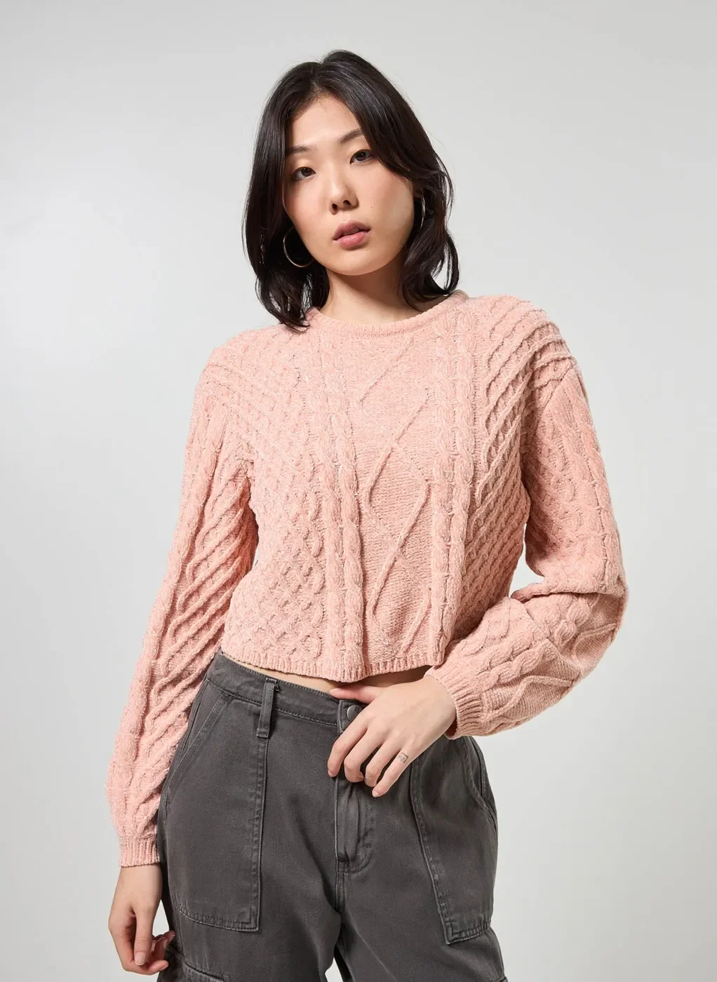 Blusa Cropped Em Tricô Trançado