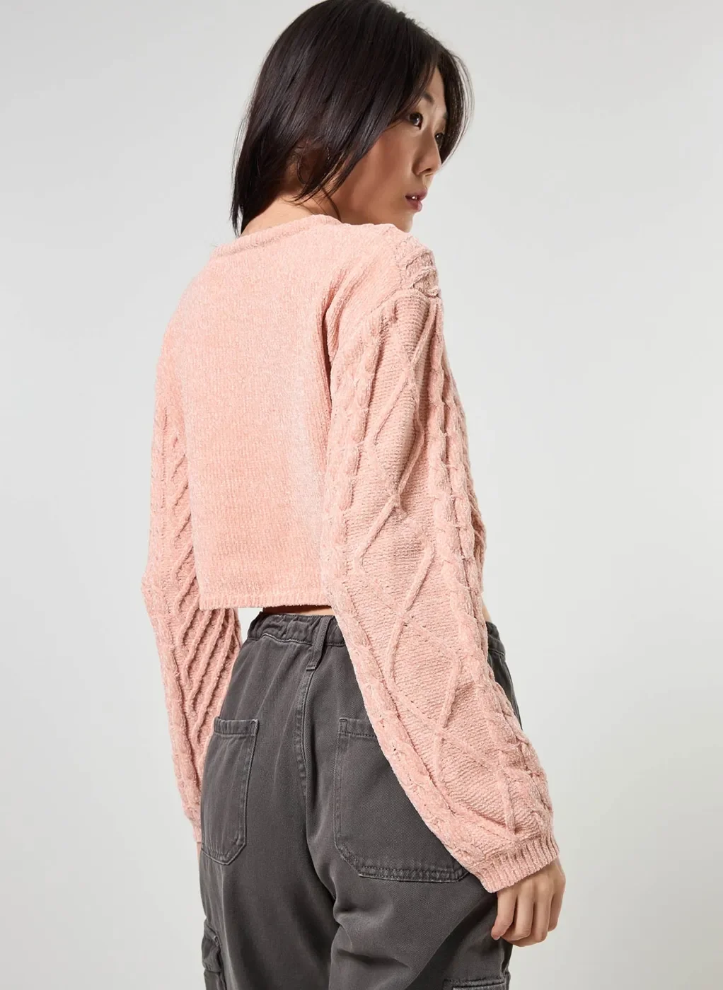 Blusa Cropped Em Tricô Trançado