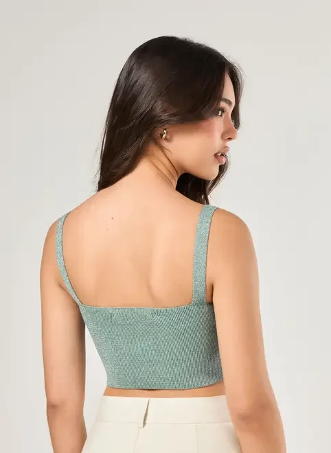 Top De Retilínea Torcido Com Brilho