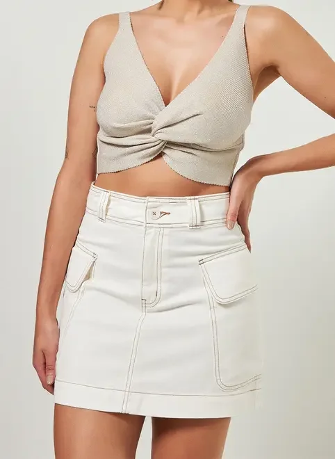 Top De Retilínea Torcido Com Brilho