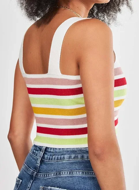 Cropped Em Retilínea Listrada