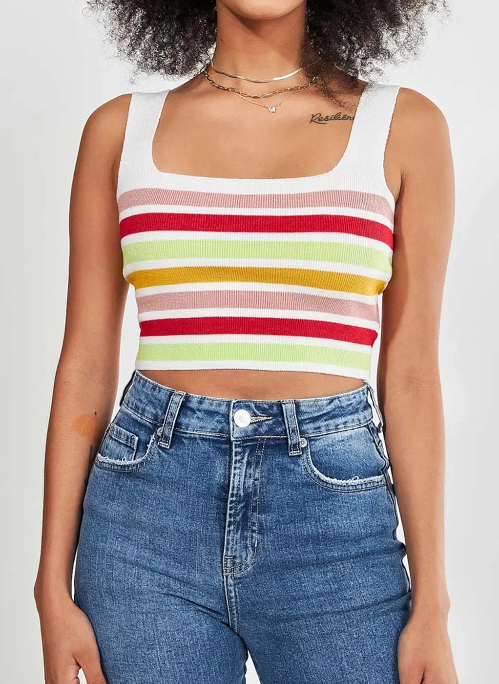 Cropped Em Retilínea Listrada