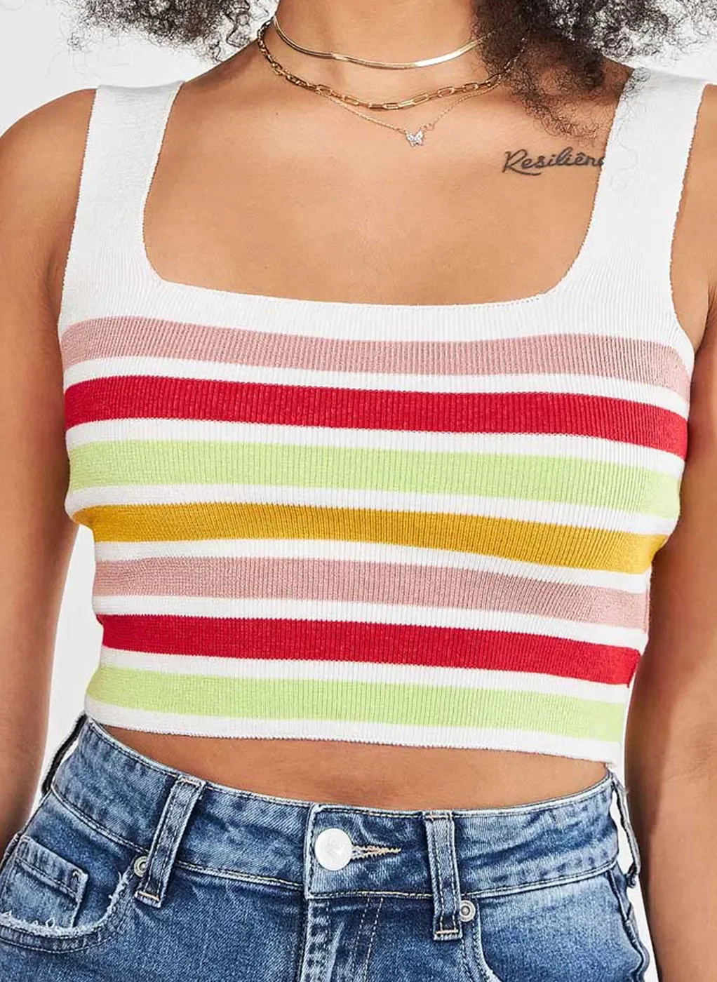 Cropped Em Retilínea Listrada