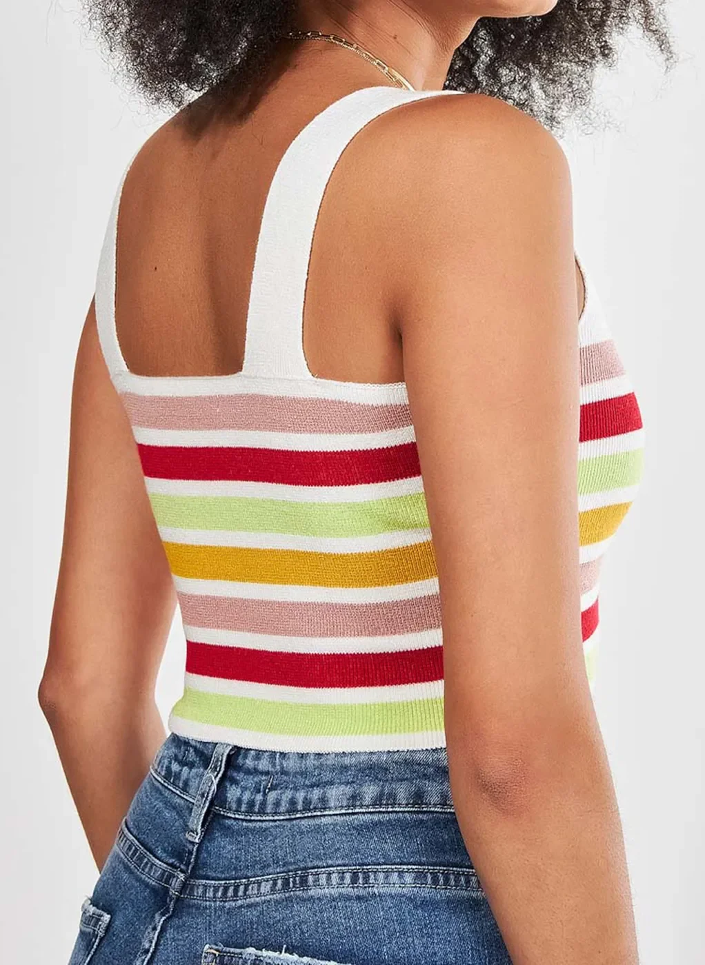 Cropped Em Retilínea Listrada