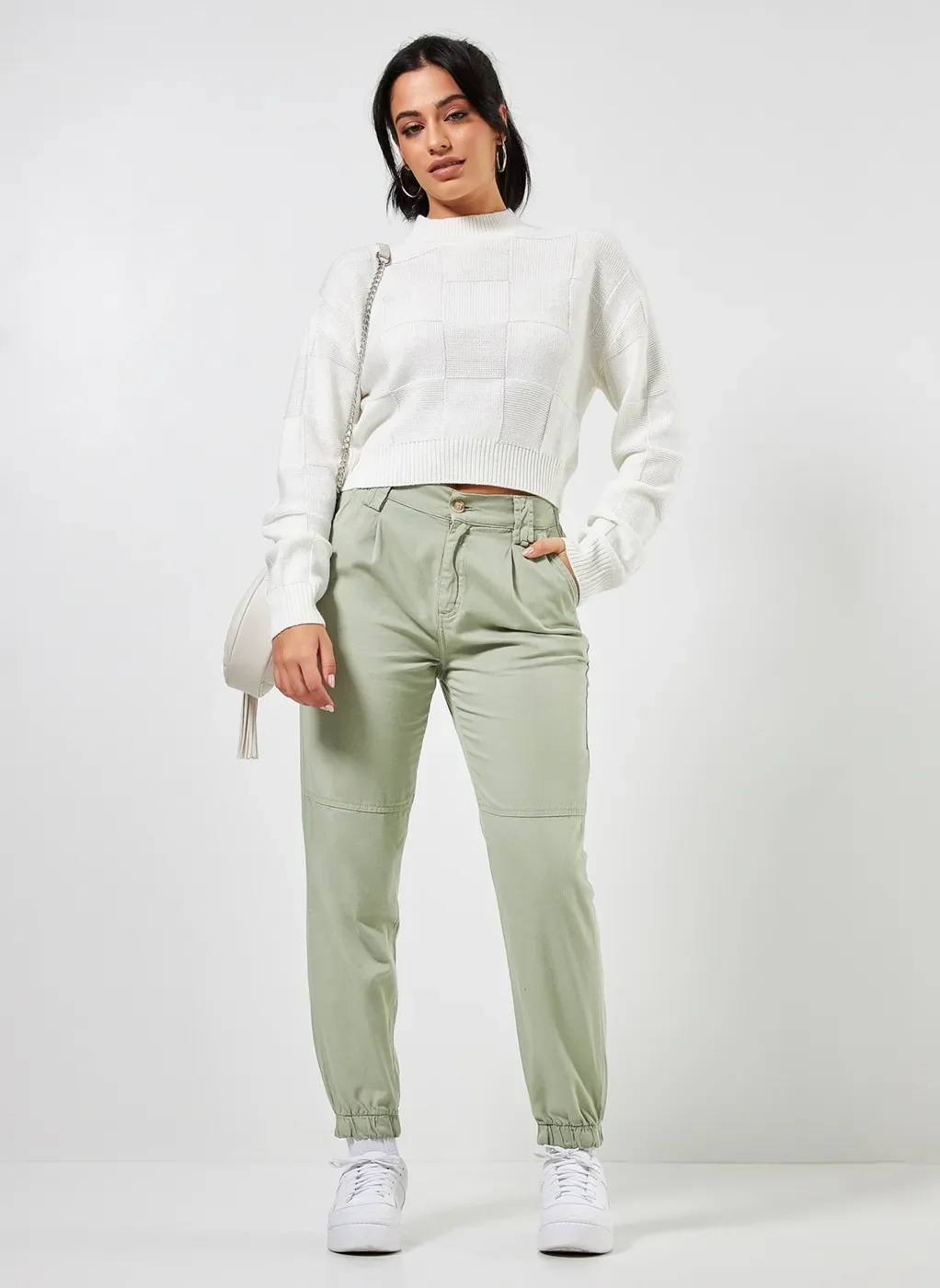 Blusa De Retilínea Com Padronagens Quadradas