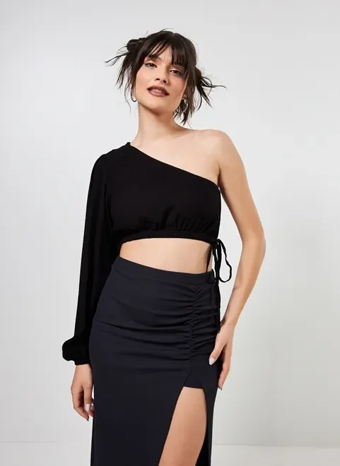 Blusa Cropped Manga Única