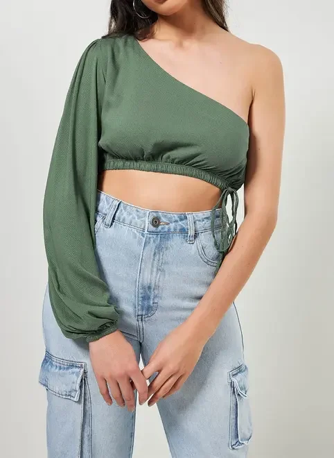 Blusa Cropped Manga Única