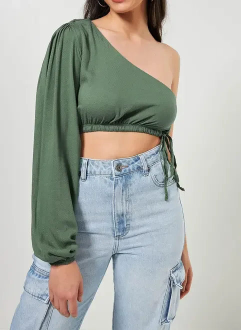 Blusa Cropped Manga Única