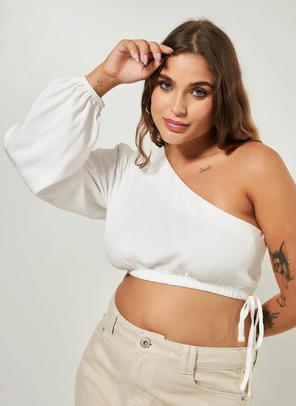 Blusa Cropped Manga Única