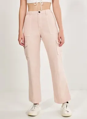 Calça Reta Over Cargo Rosé