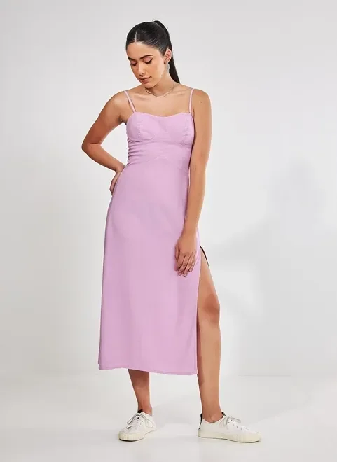 Vestido Midi Com Busto Marcado