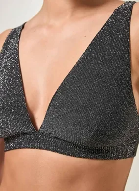 Top Decote V Com Fio Metalizado