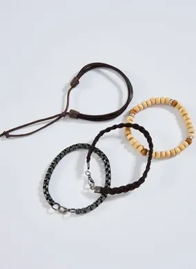 Kit Pulseiras Marrom E Bege