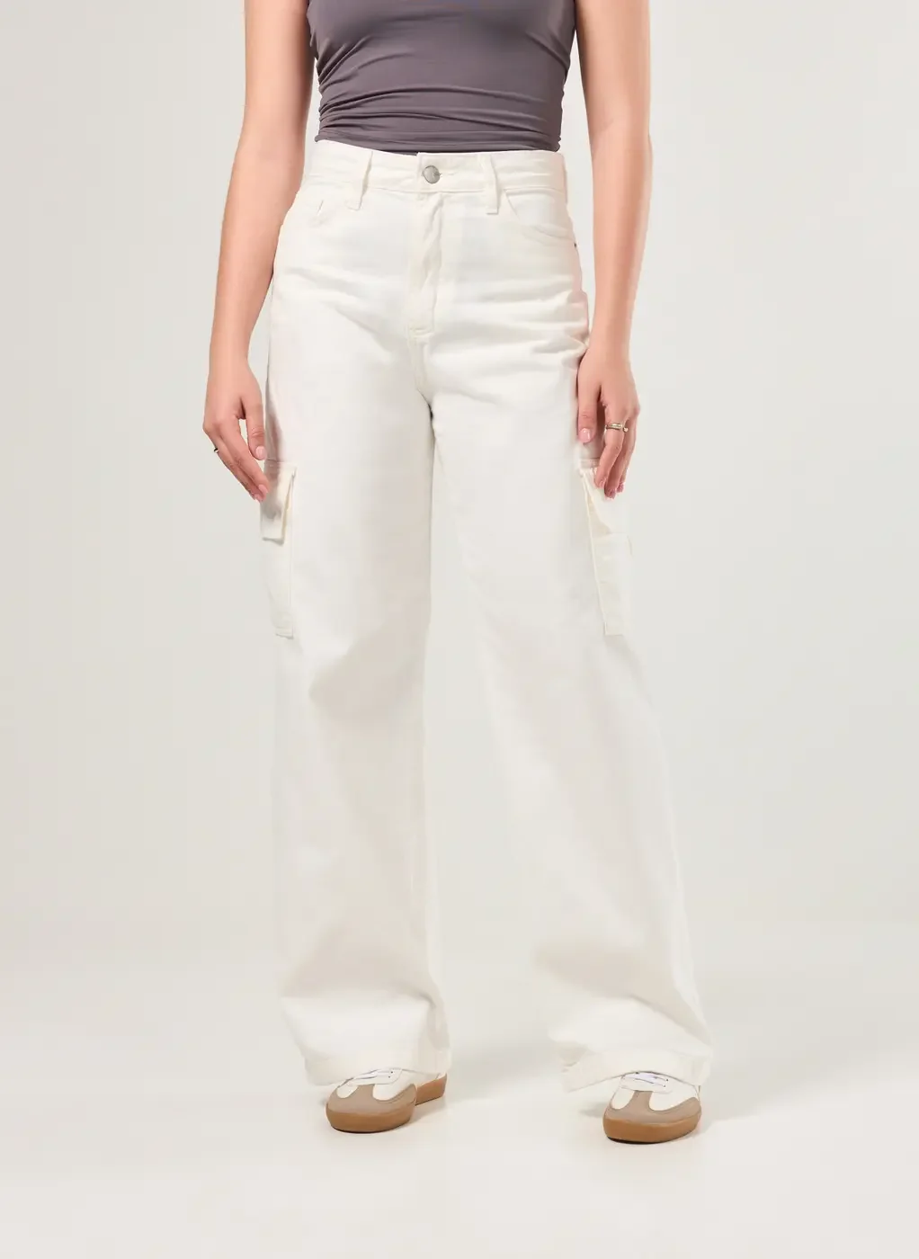 Calça Wide Leg Cargo Off-White