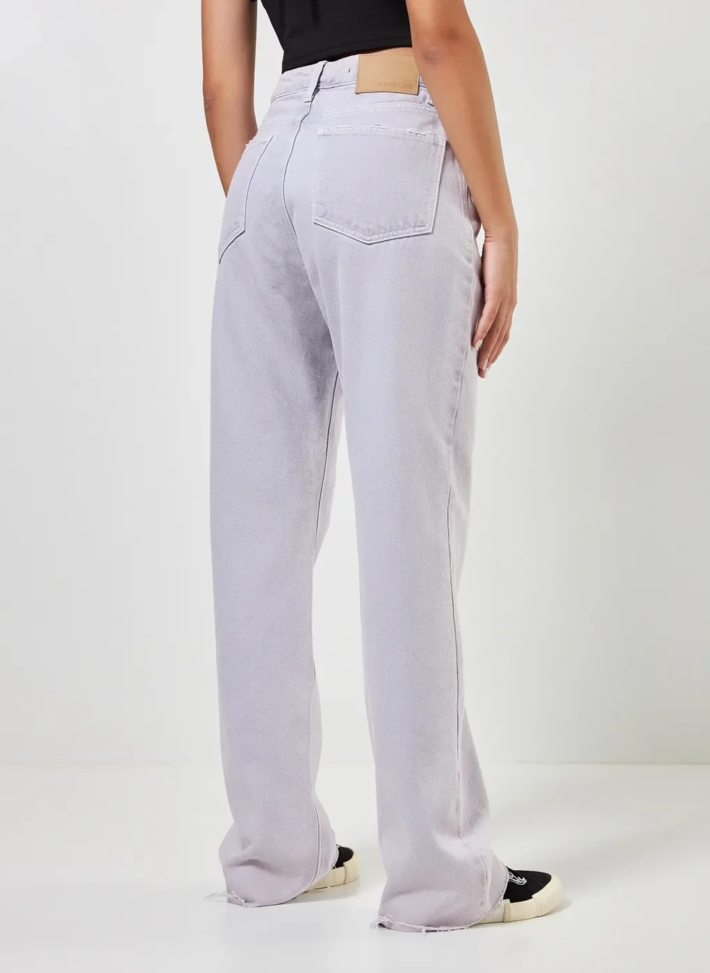 Calça Reta Over Em Sarja Lilás