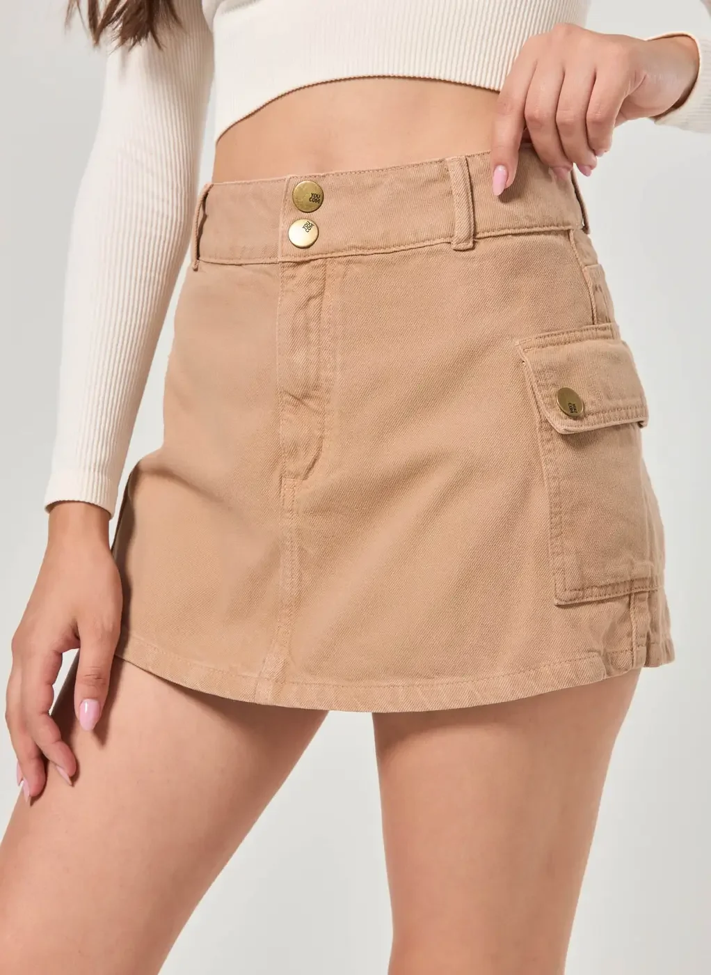 Short Saia Cargo Em Sarja