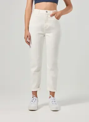 Calça Mom De Sarja Com Elastano