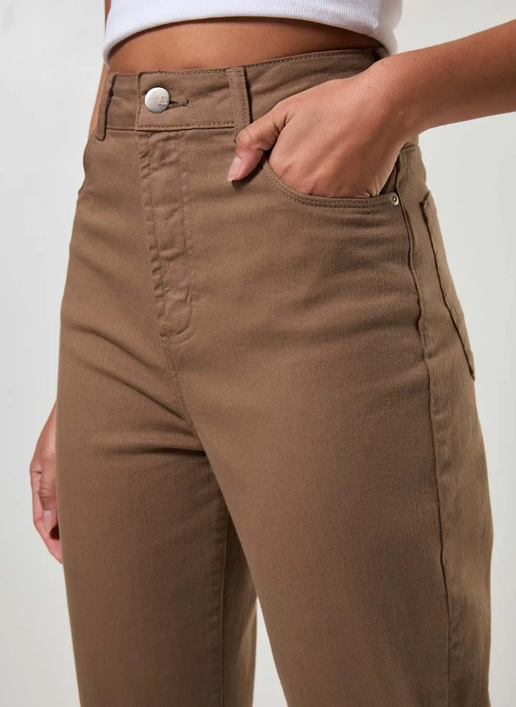 Calça Mom De Sarja Com Elastano