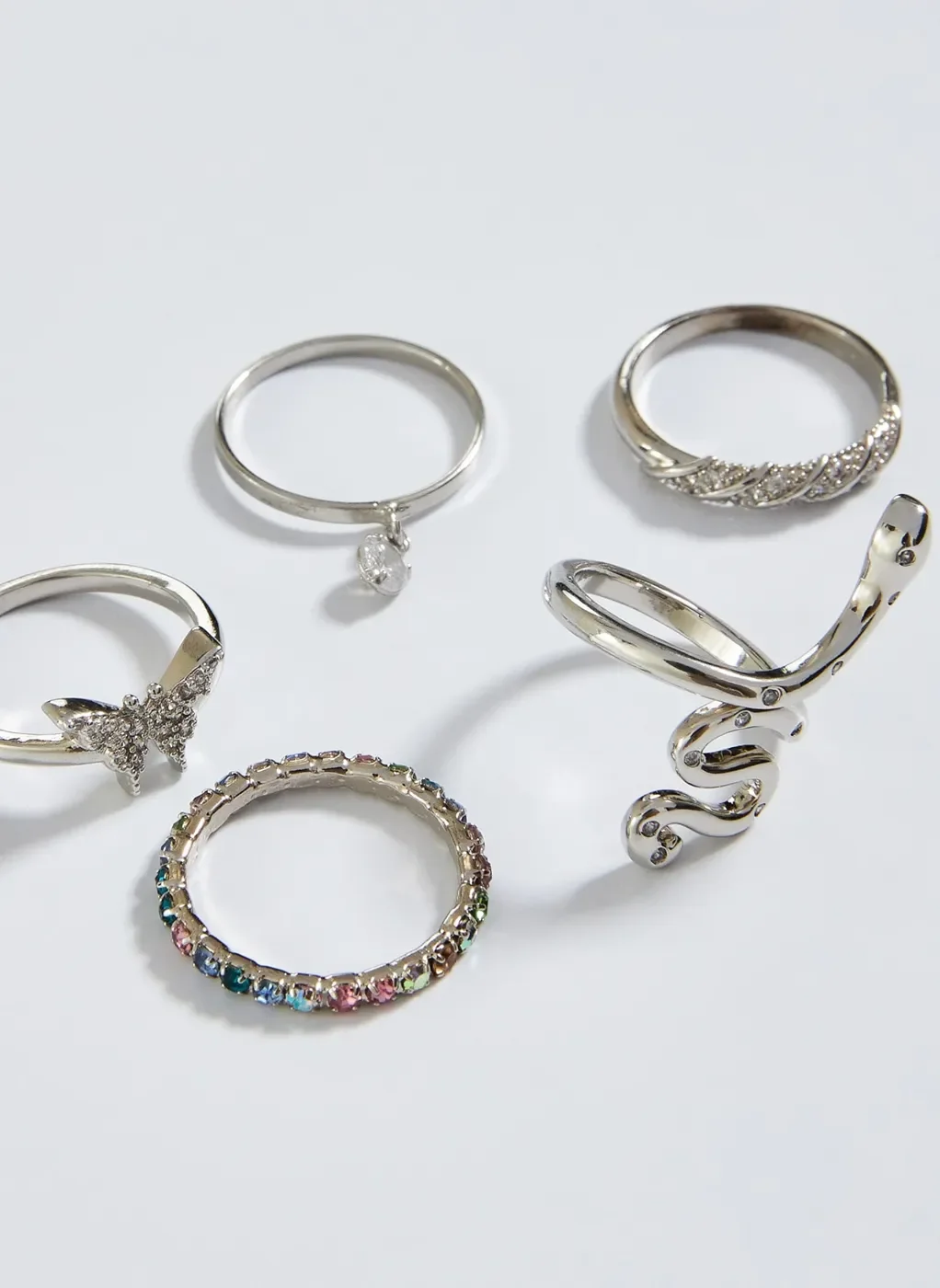 Kit De Anéis Com Strass E Pingente