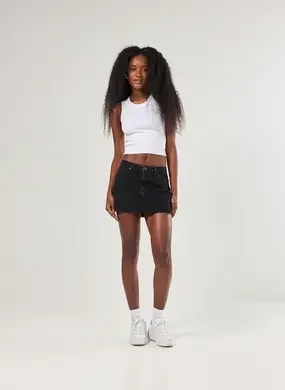Minissaia De Cintura Baixa Jeans