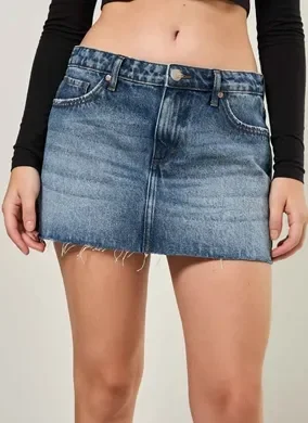 Minissaia De Cintura Baixa Jeans