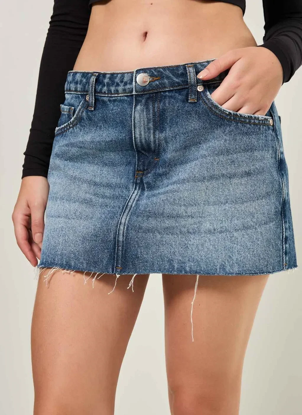 Minissaia De Cintura Baixa Jeans