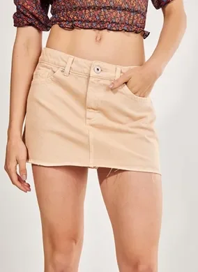 Minissaia De Sarja Caqui Cintura Baixa