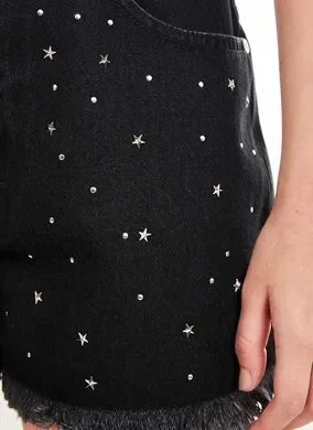 Short Jeans Preto Com Estrelinhas Gen Me