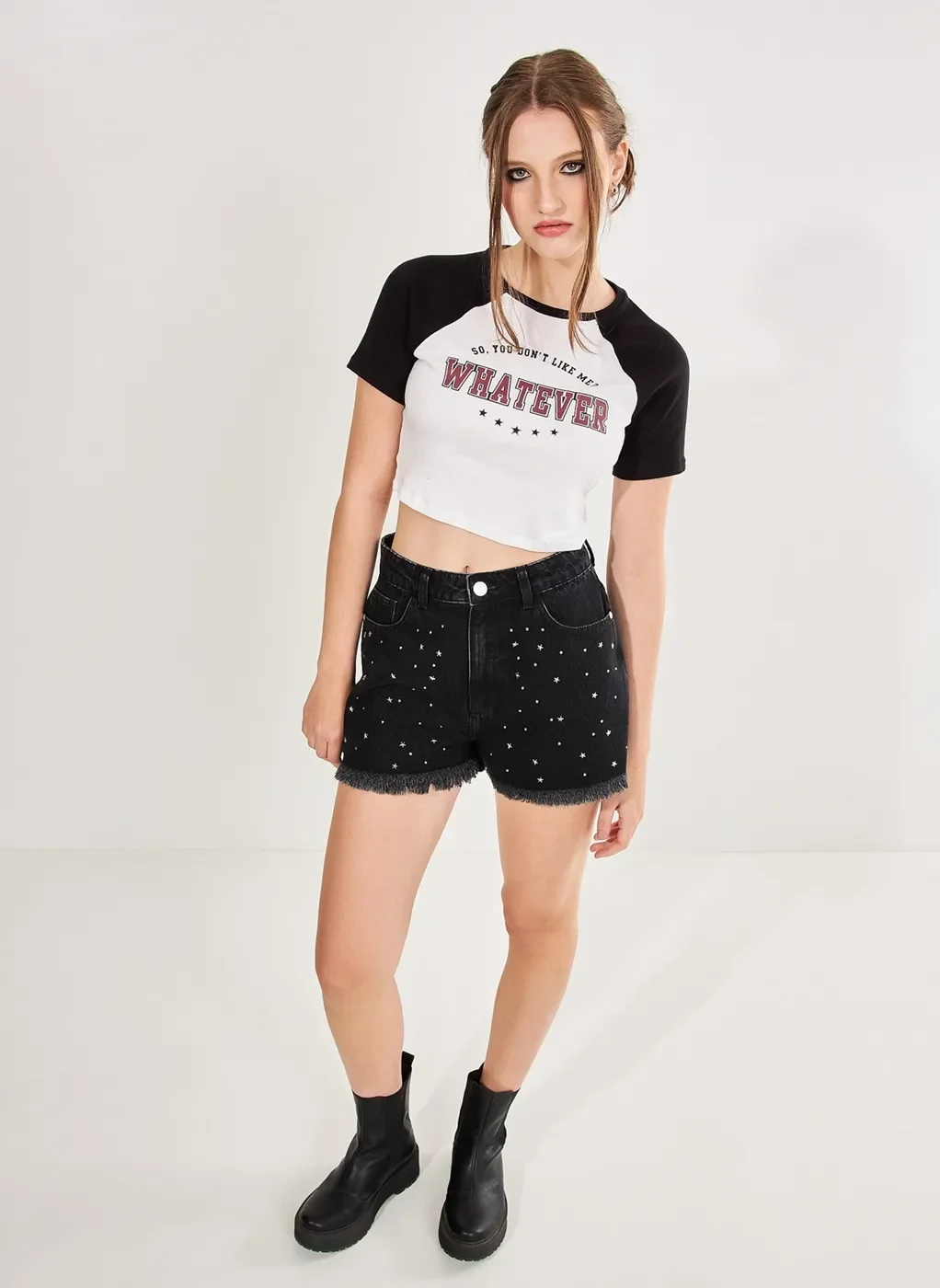 Short Jeans Preto Com Estrelinhas Gen Me