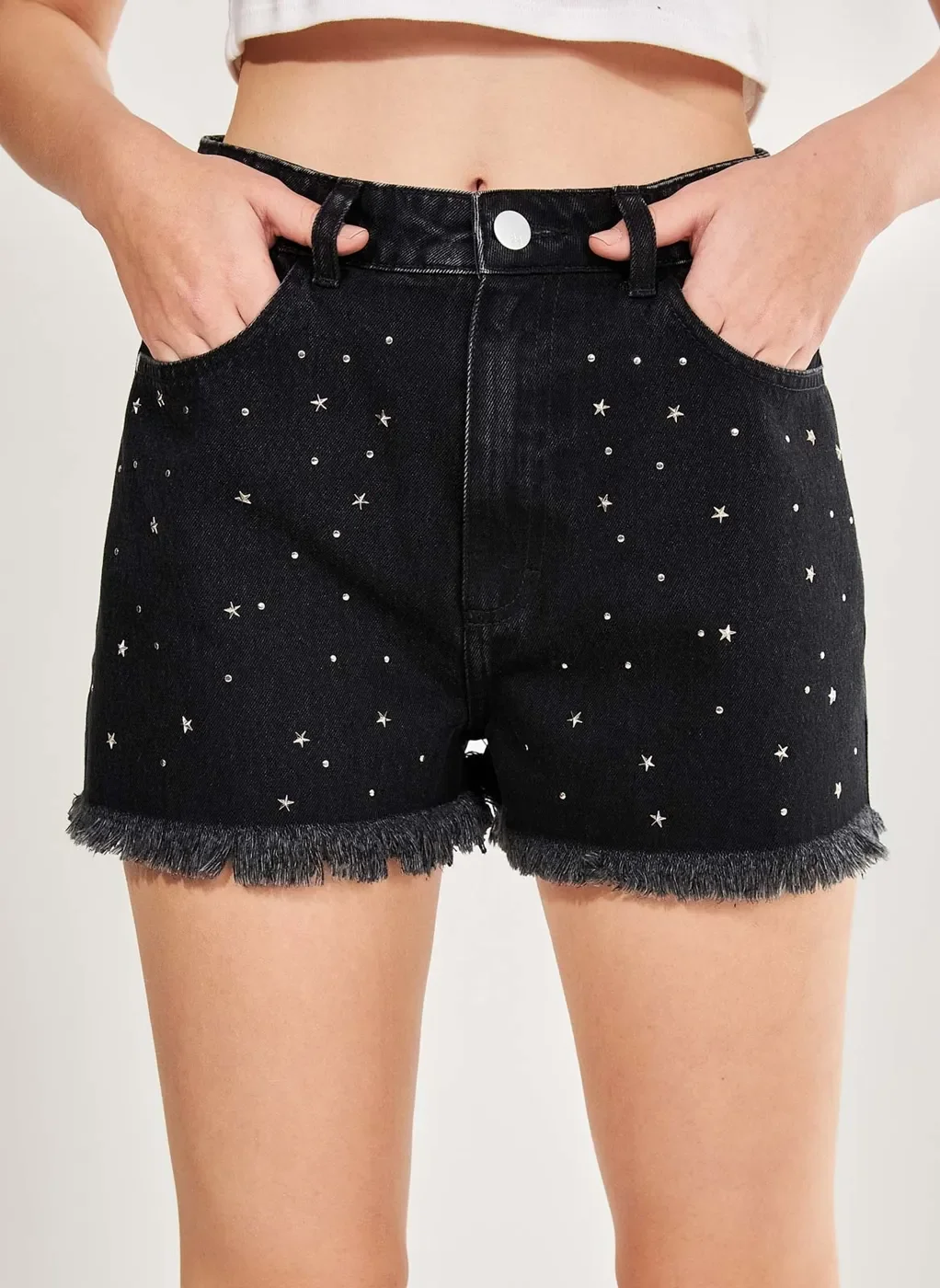Short Jeans Preto Com Estrelinhas Gen Me
