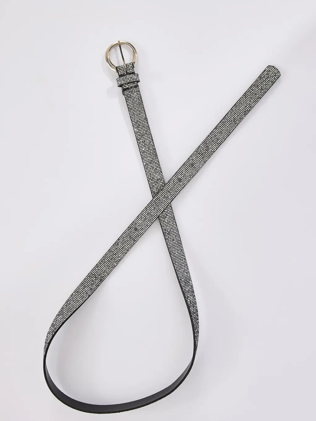 Cinto Fino Com Brilho Prateado