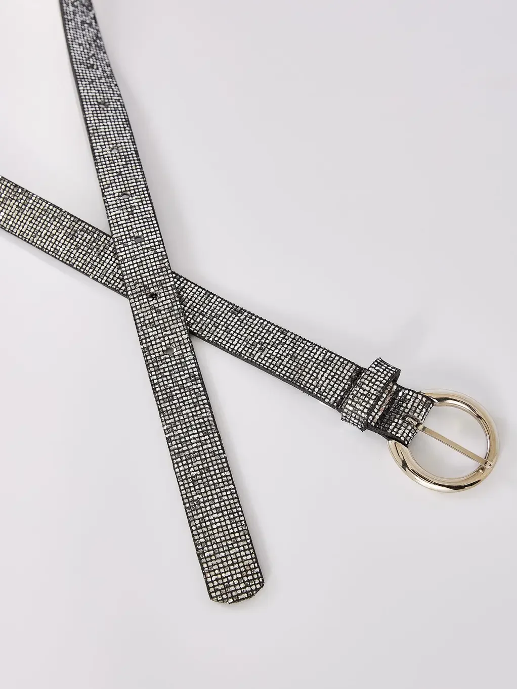 Cinto Fino Com Brilho Prateado