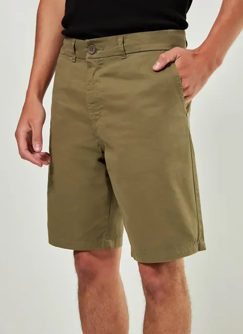 Bermuda De Sarja Verde Militar Básica
