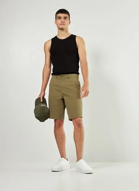 Bermuda De Sarja Verde Militar Básica