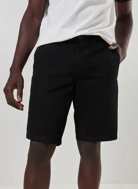 Bermuda De Sarja Preta Básica