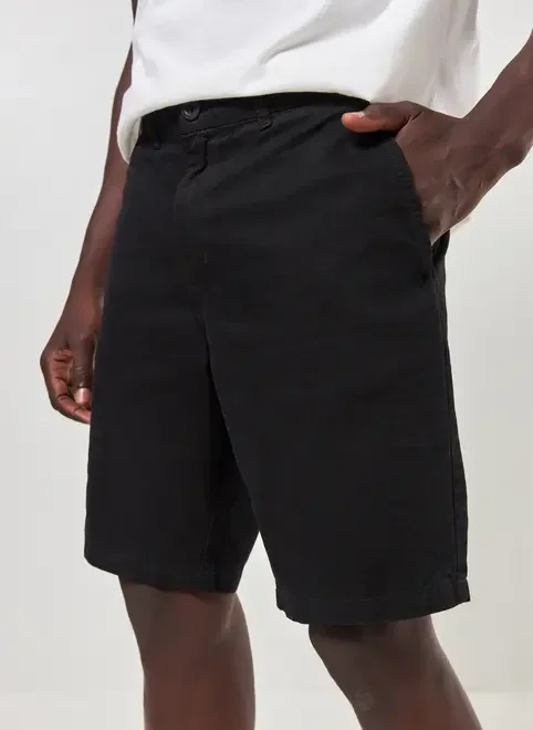 Bermuda De Sarja Preta Básica