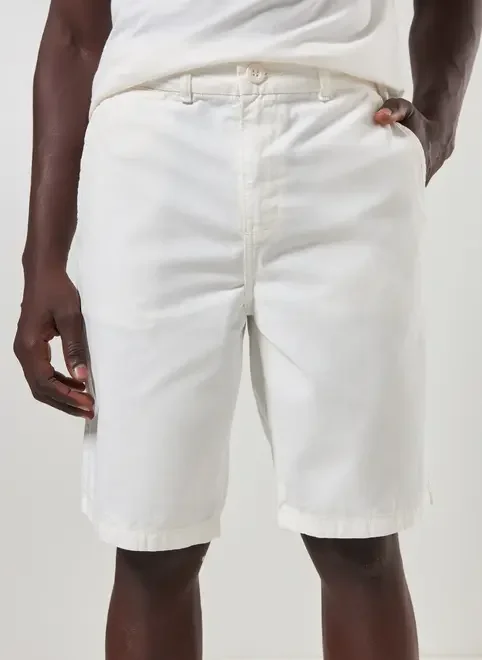 Bermuda De Sarja Off-White Básica