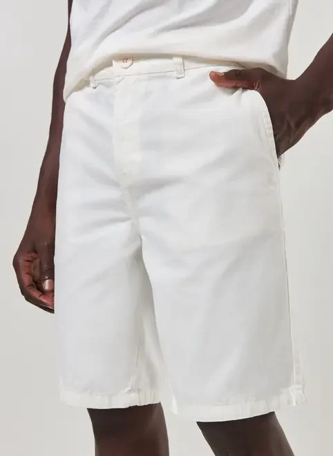Bermuda De Sarja Off-White Básica