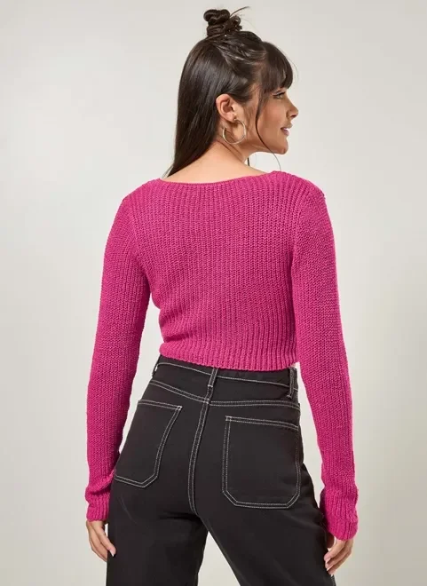 Cropped Em Tricô Com Torção