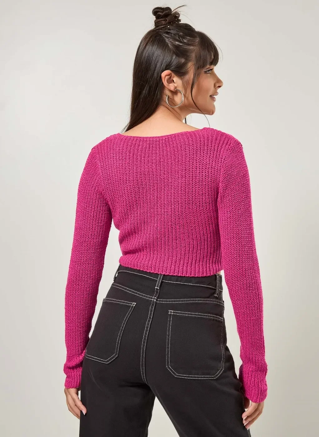 Cropped Em Tricô Com Torção