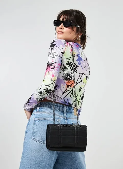 Bolsa Quadrada Alça De Corrente