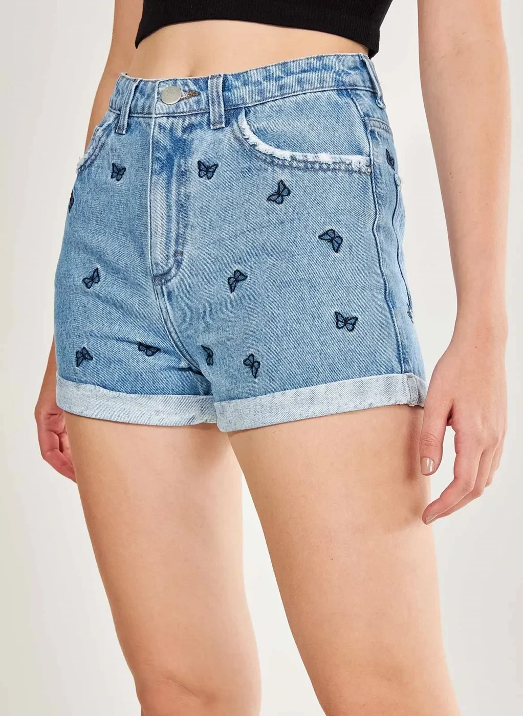 Short Mom Jeans Borboletas